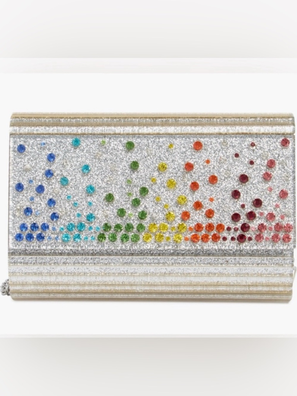 Kurt Geiger Crystal Embellished Silver Glitter Evening Crossbody Bag